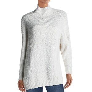 Dreamers Mock Neck Eyelash Yarn Turtleneck Knit Sweater Size Medium Large Boho